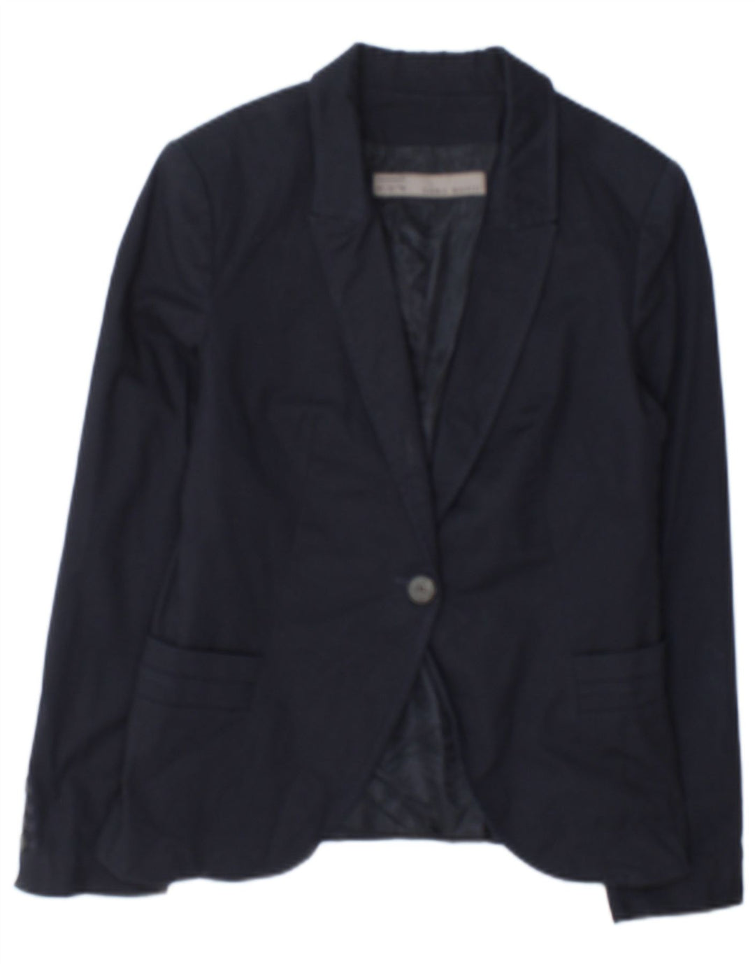 Jaqueta blazer feminina Zara com 1 botão Reino Unido 12 médio azul marinho