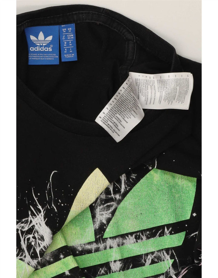 Adidas Mens Graphic T-Shirt Top Médio Algodão Preto