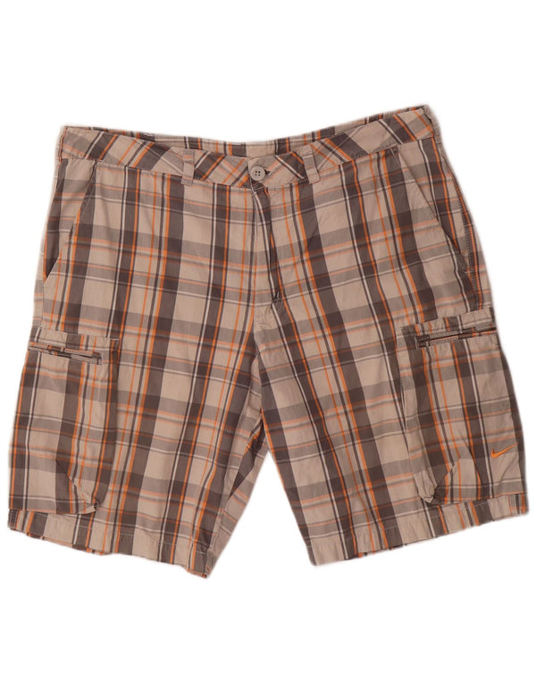 Shorts cargo masculino NIKE W36 grande cinza xadrez algodão