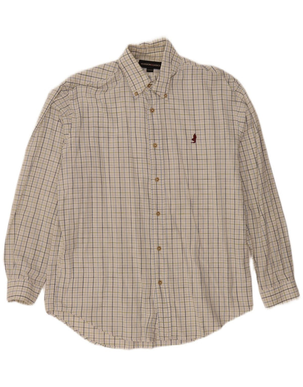 Camisa masculina Marlboro Classics médio branco xadrez algodão