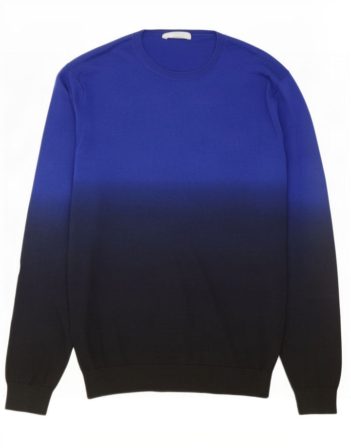 Suéter masculino Cos com gola redonda e seda colorblock azul médio