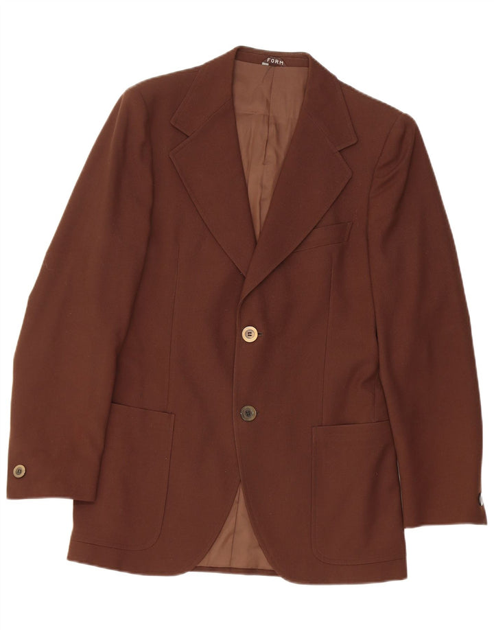 Jaqueta Blazer Masculina Vintage com 2 Botões Reino Unido 36 Lã Virgem Marrom Pequena