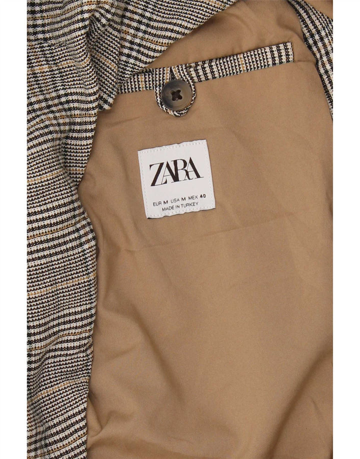 Jaqueta blazer masculina Zara com peito duplo Reino Unido 38 algodão xadrez preto médio