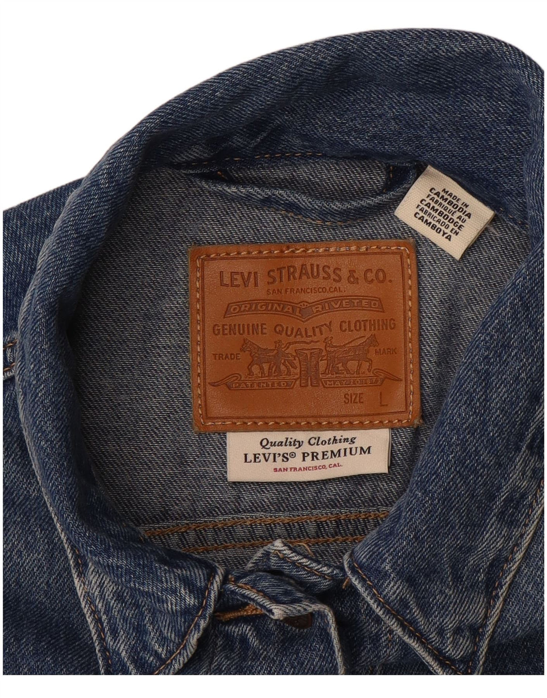 Jaqueta jeans feminina LEVI'S UK 16 grande azul