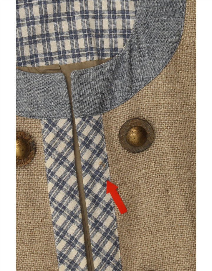 VINTAGE Womens Waistcoat IT 36 XS Beige Linen Vintage Vintage and Second-Hand Vintage from Messina Hembry 