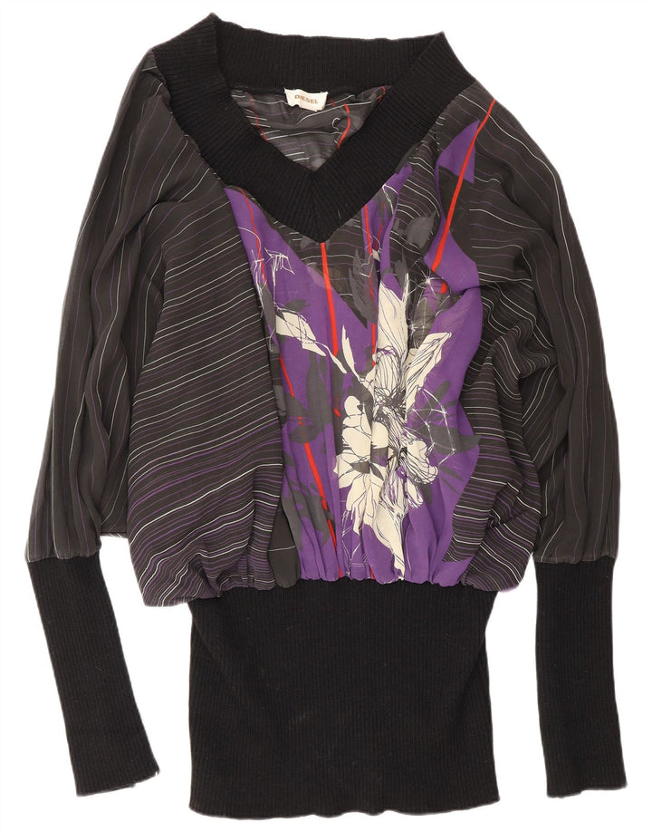 Vestido feminino diesel transparente com cintura baixa UK 14 médio multicolorido
