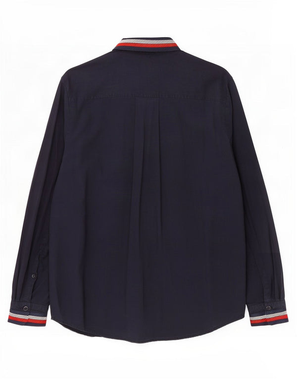 Camisa oversized feminina Tommy Hilfiger Reino Unido 14 grande viscose listrada azul marinho