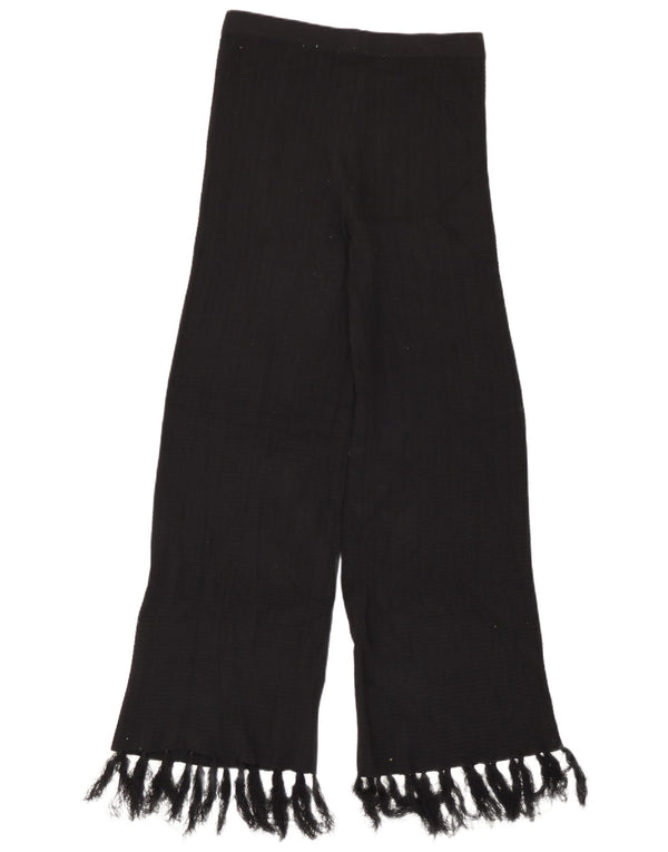 Zara Calça feminina de malha com pernas largas, grande W32 L31, viscose preta