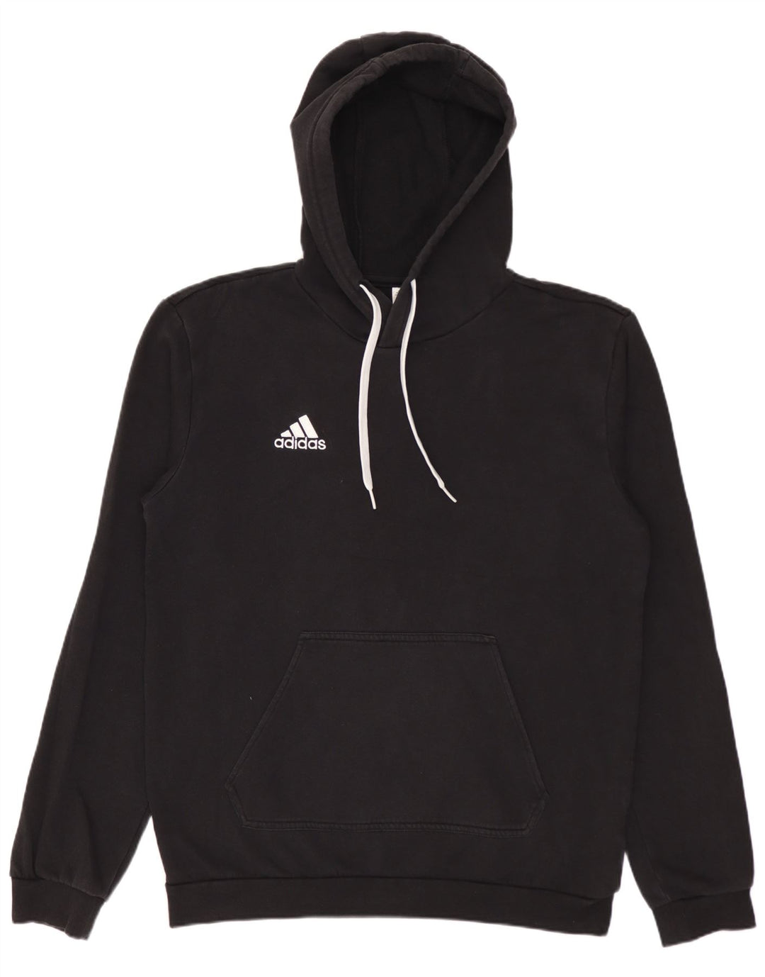ADIDAS Mens Hoodie Jumper Pequeno Algodão Preto