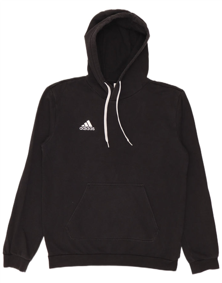 ADIDAS Mens Hoodie Jumper Pequeno Algodão Preto