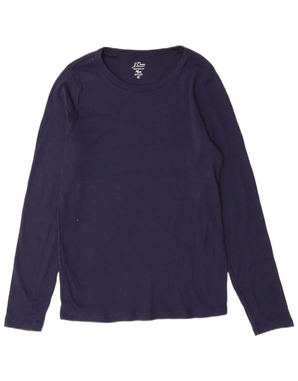 J. Crew Top feminino Perfect Fit manga comprida UK 18 XL algodão azul marinho