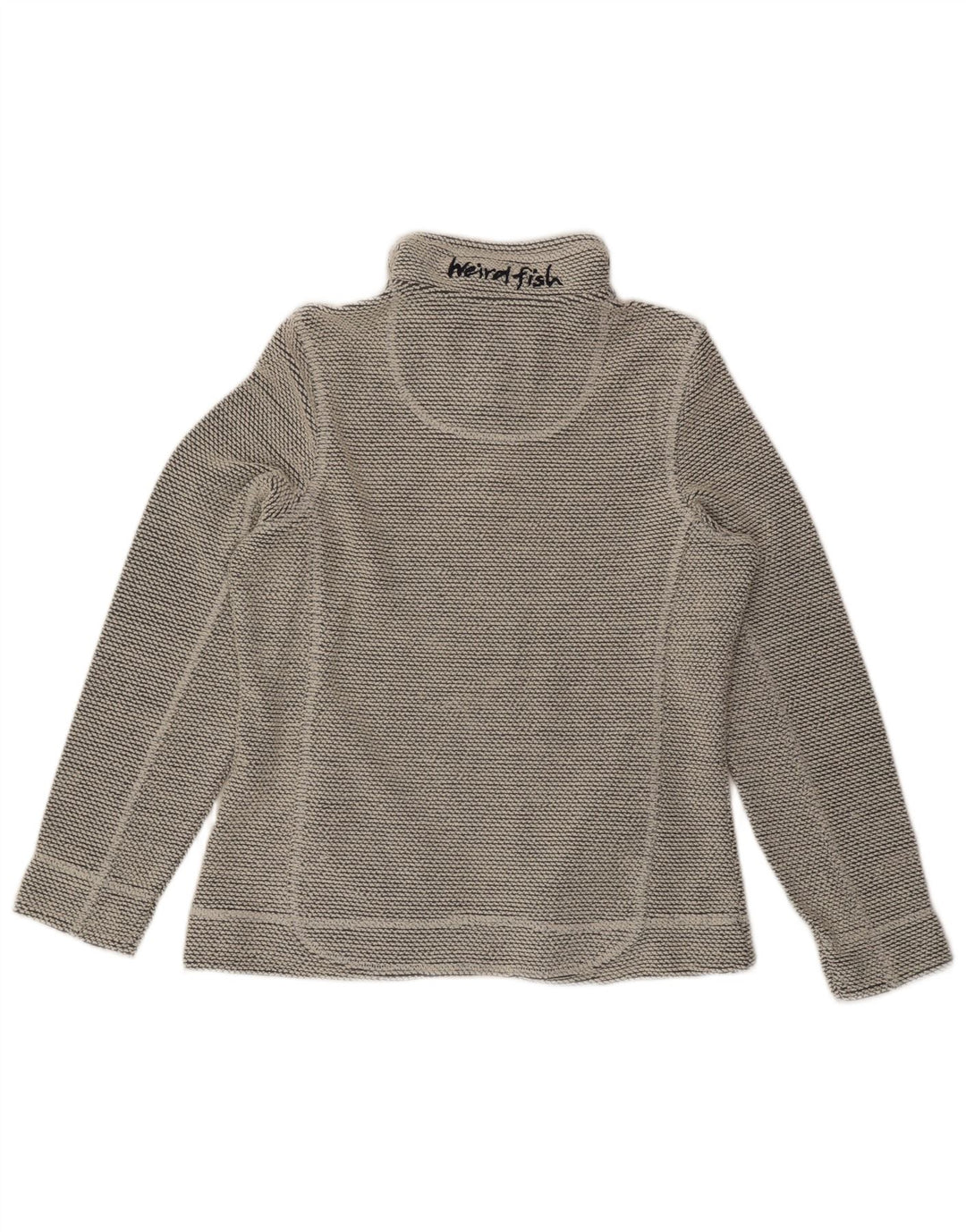 WEIRD FISH Suéter feminino com gola e zíper UK 12 cinza médio acrílico