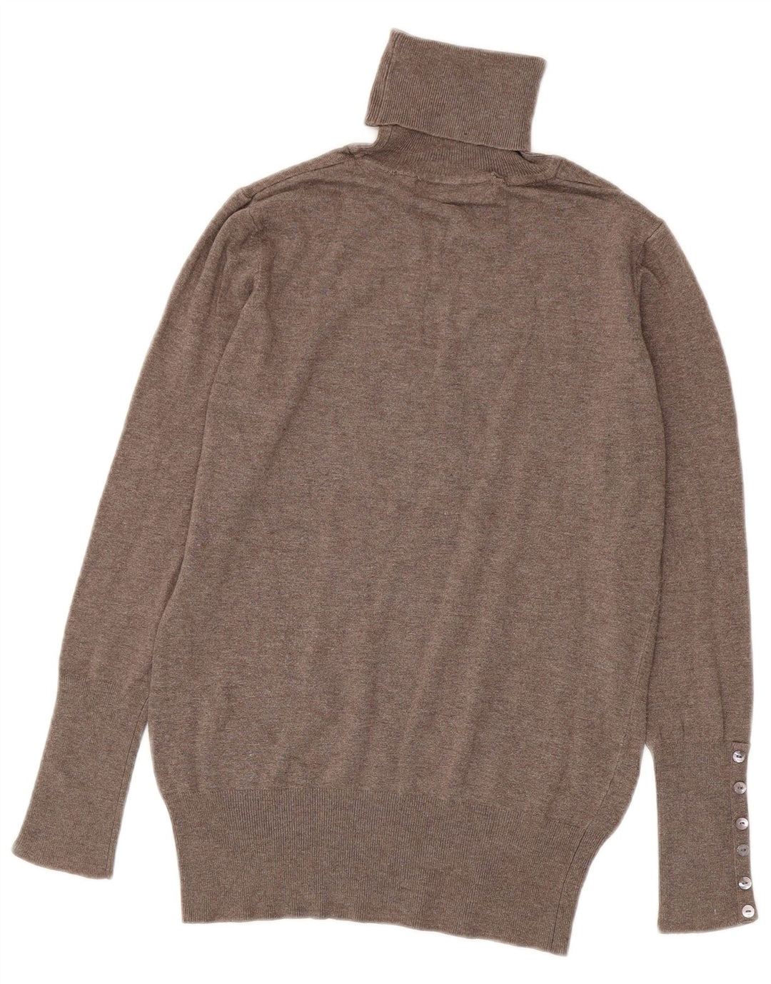 Suéter feminino Zara com gola redonda Reino Unido 14 grande rayon marrom