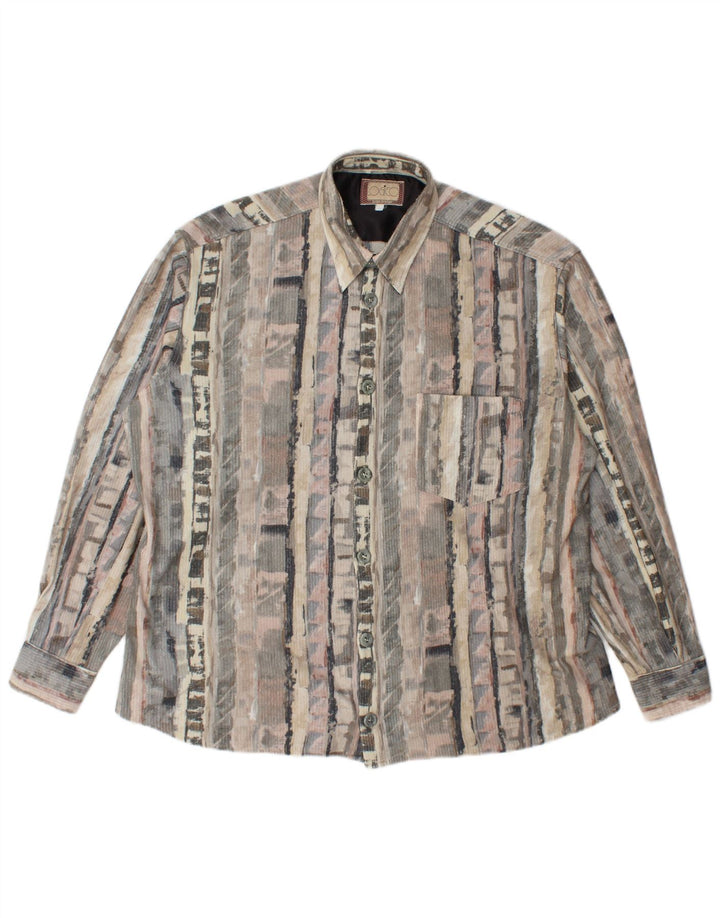 Camisa masculina vintage de lã grande cinza geométrica
