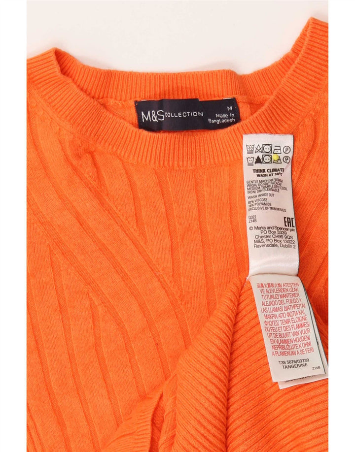 Suéter feminino Marks & Spencer com gola redonda Reino Unido 12 médio laranja