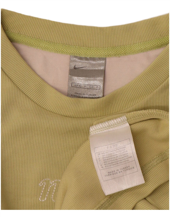 Top gráfico feminino Nike manga comprida US 4/6 pequeno algodão verde