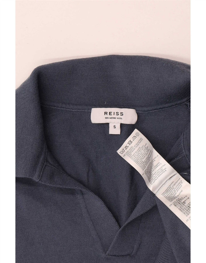 Camisa polo masculina Reiss pequena lã azul