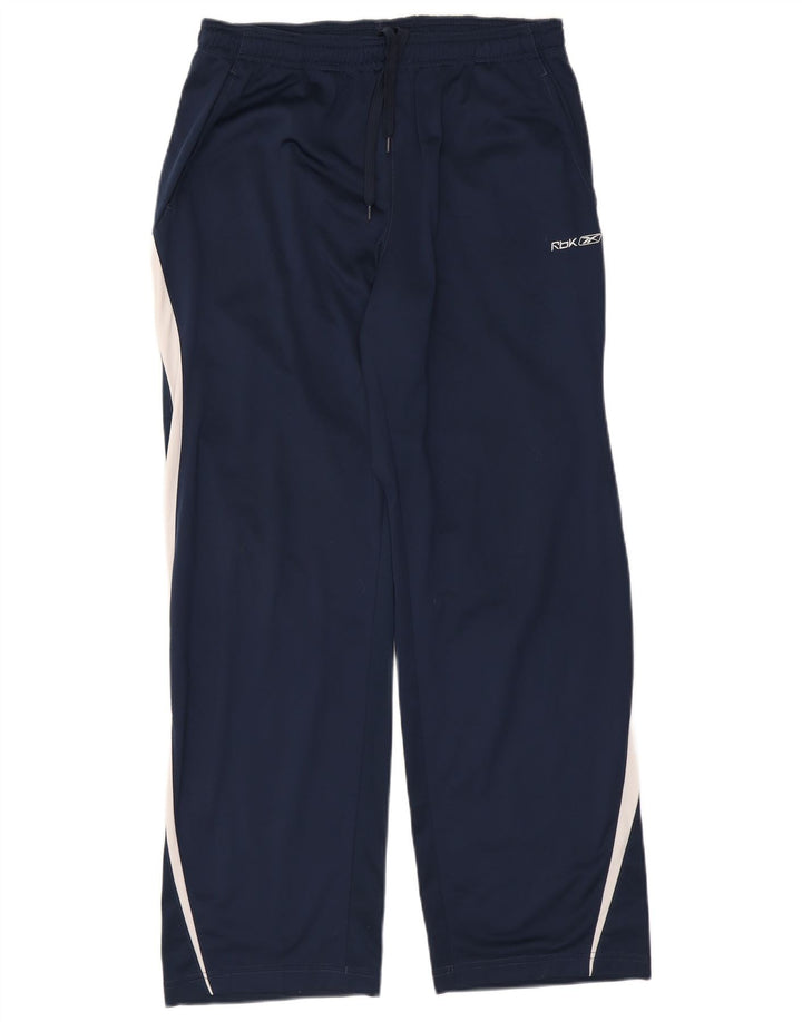 Calça de treino masculina Reebok médio azul marinho colorblock poliéster