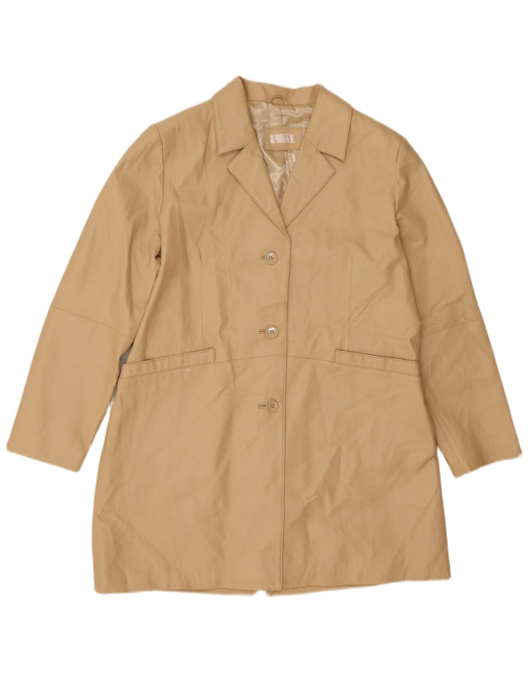 Casaco de couro feminino VINTAGE UK 20 2XL couro bege
