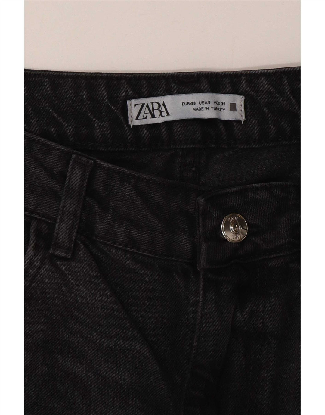 Zara Jeans feminino de cintura alta reta EU 40 médio W30 L29 cinza