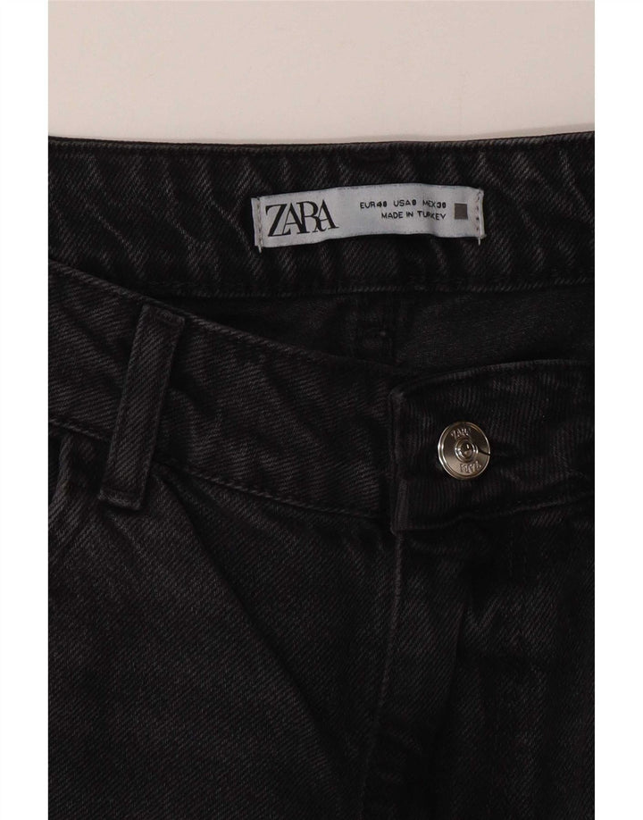 Zara Jeans feminino de cintura alta reta EU 40 médio W30 L29 cinza