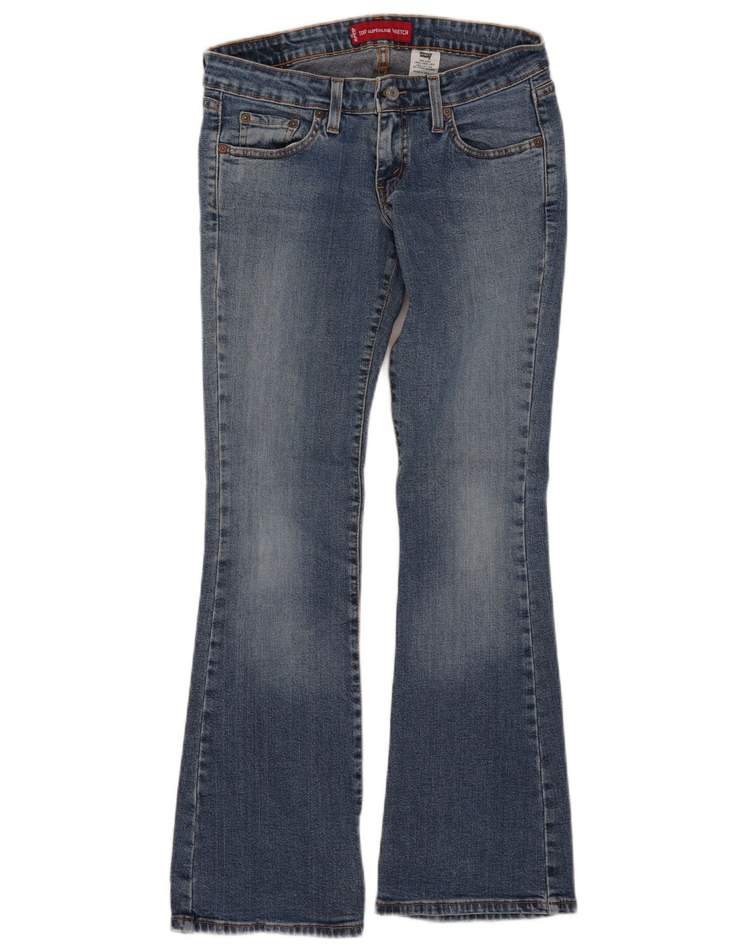 Calça jeans feminina Levi's 524 Super Low Bootcut médio W30 L30 azul algodão