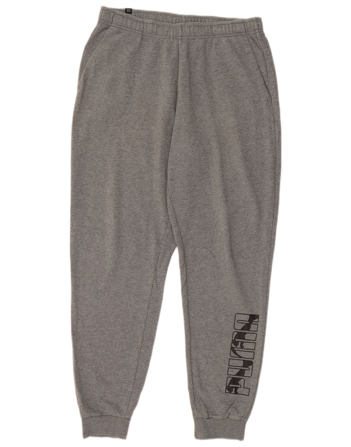 Calça de treino masculina Puma Graphic Joggers grande cinza
