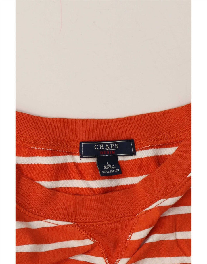 Moletom feminino Chaps Jumper UK 16 grande algodão listrado laranja