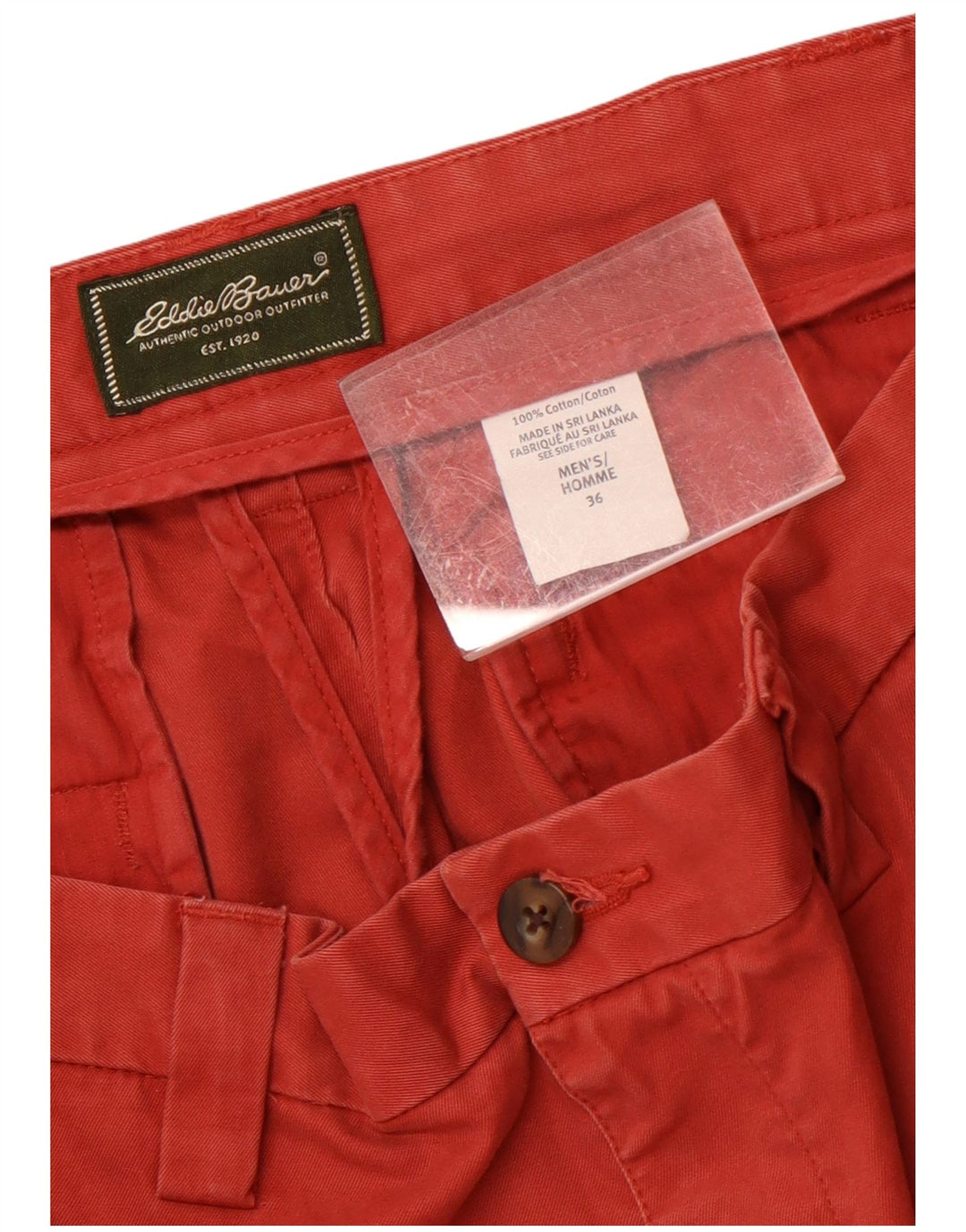 Eddie Bauer Mens Chino Shorts W36 Grande Algodão Vermelho