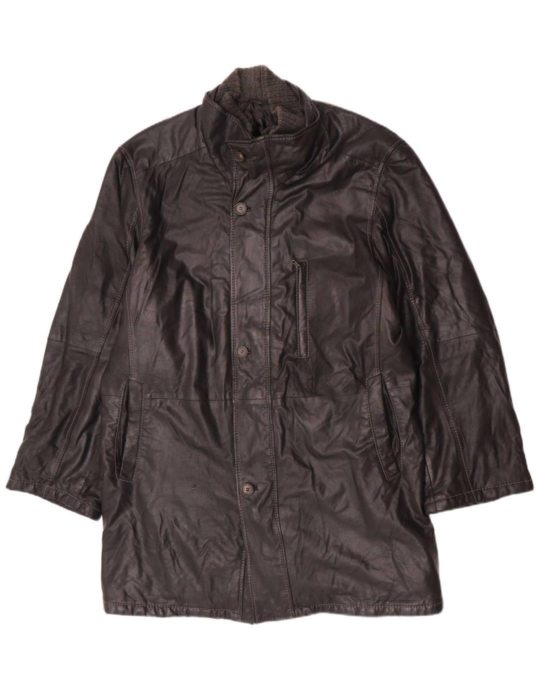 Casaco de couro masculino vintage IT 58 4XL couro preto