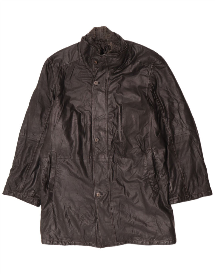 Casaco de couro masculino vintage IT 58 4XL couro preto