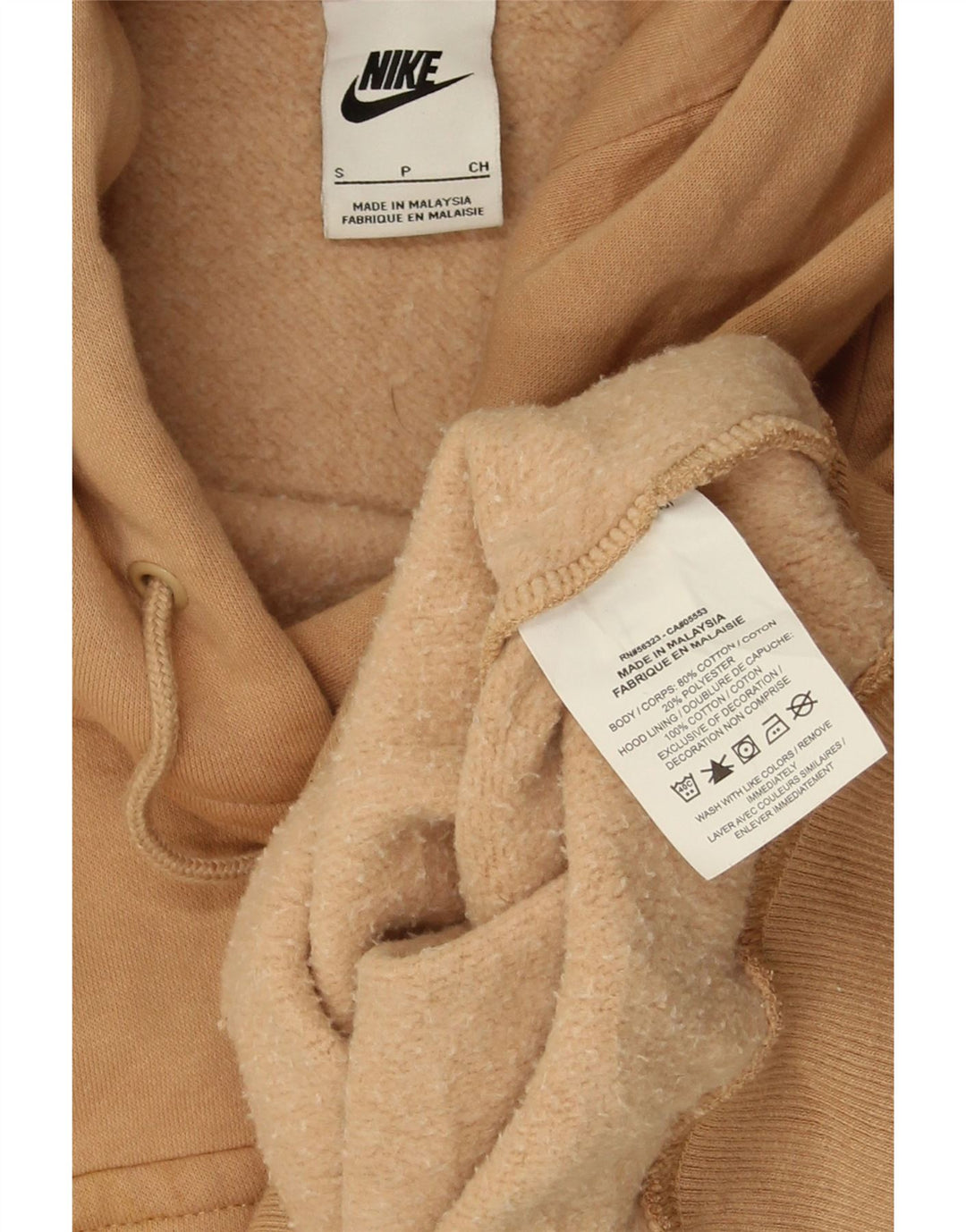 Jumper com capuz Nike feminino oversized UK 10 pequeno algodão bege
