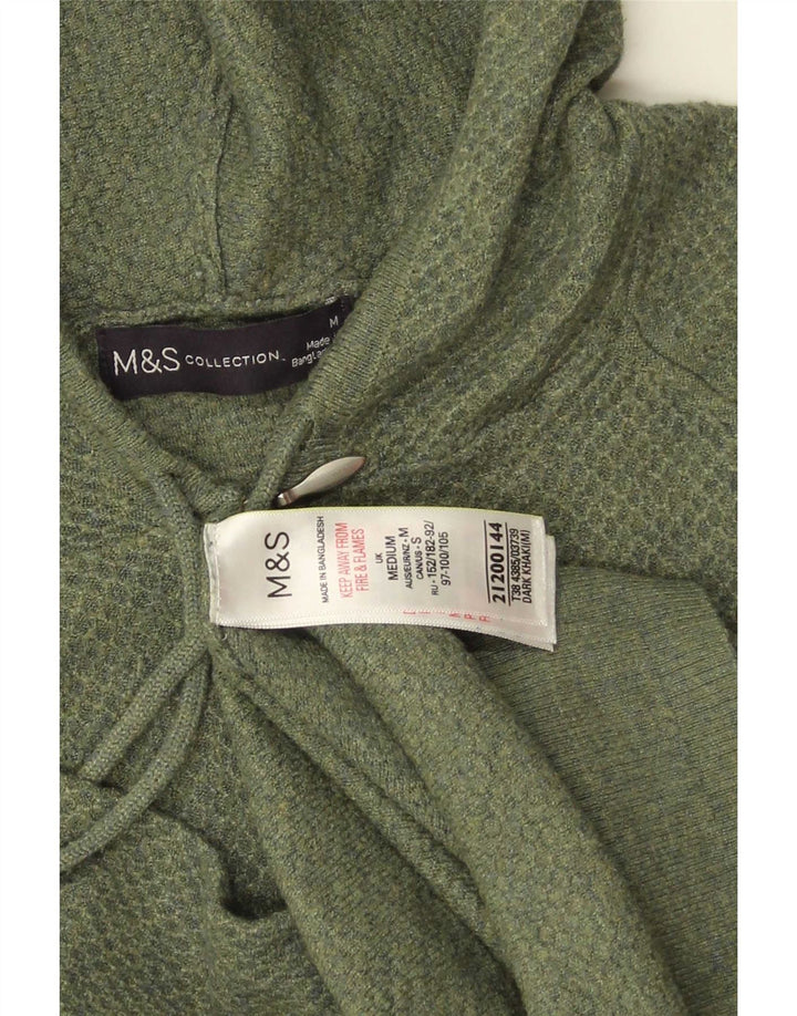 Suéter cardigã feminino com capuz Marks & Spencer Reino Unido 14 poliéster verde médio
