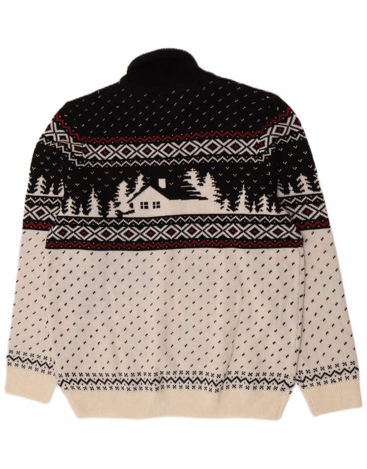 Suéter masculino C&A com gola redonda XL branco Fair Isle acrílico