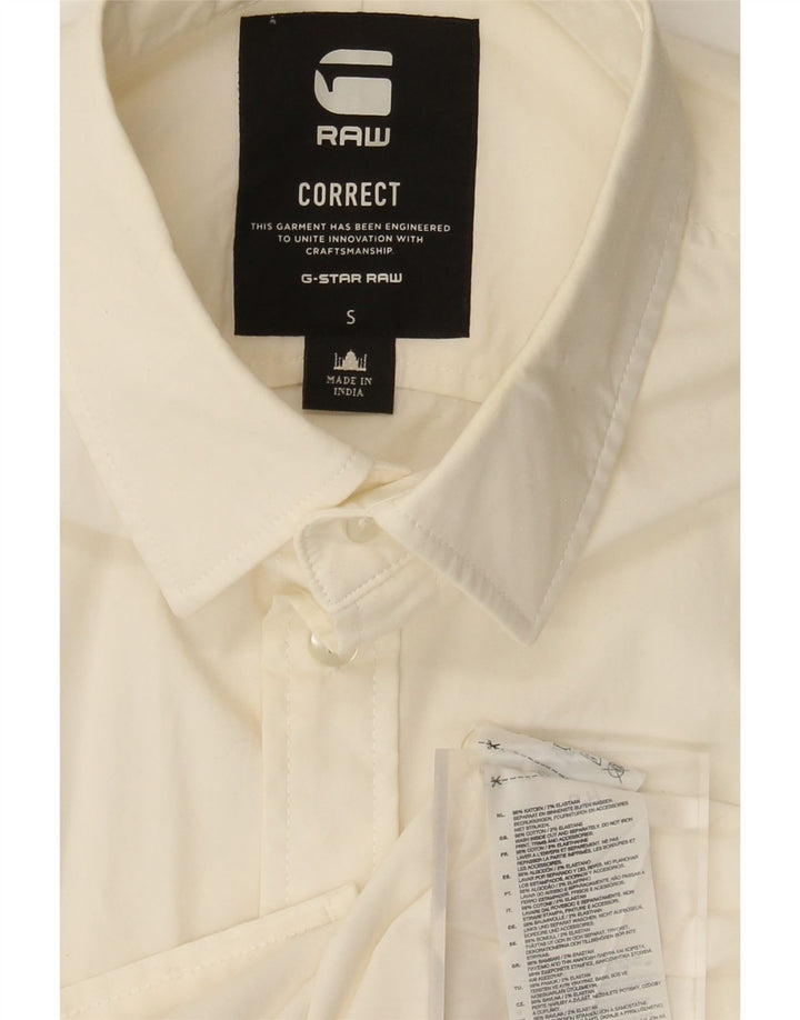 Camisa masculina G-Star pequena de algodão off white