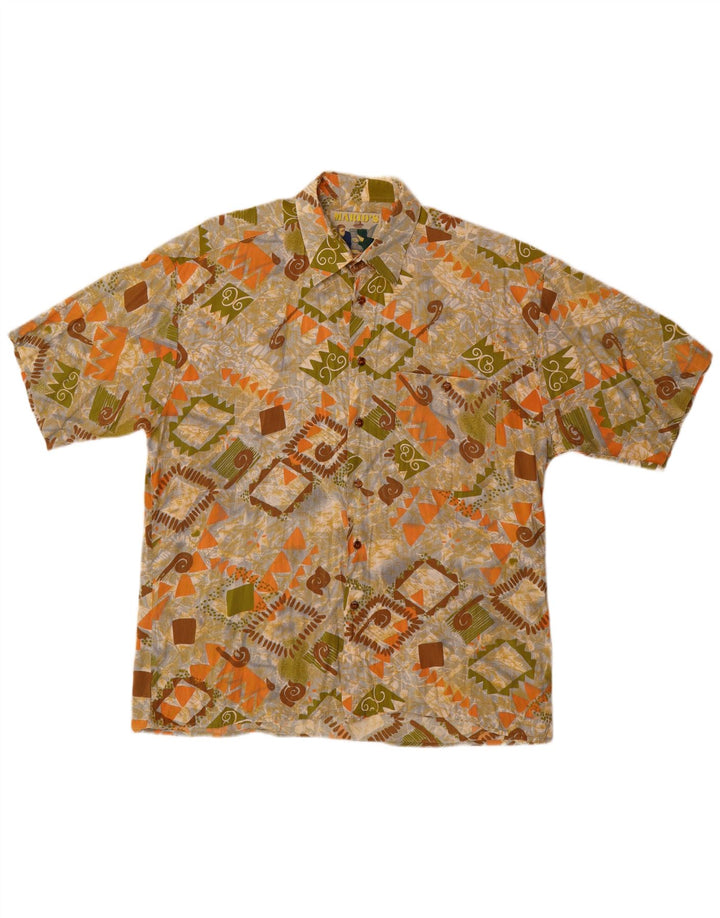 Camisa masculina de manga curta Mario's grande geométrica multicolorida