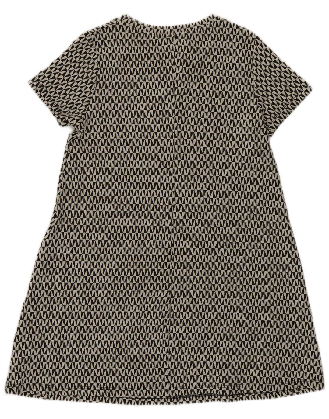 Vestido feminino Zara A-Line UK 12 algodão geométrico preto médio