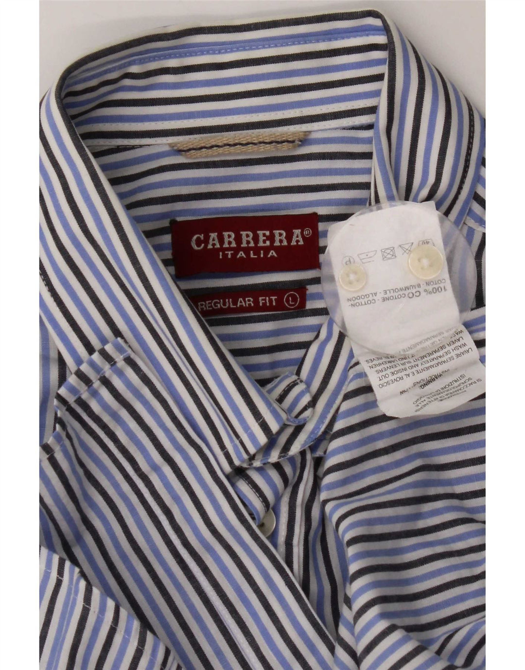 Camisa masculina Carrera manga curta regular fit grande algodão listrado azul