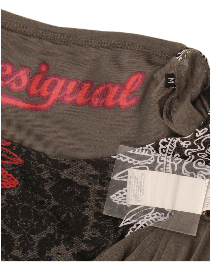 Blusa Batwing Feminina Desigual Top UK 14 Viscose Paisley Cinza Médio