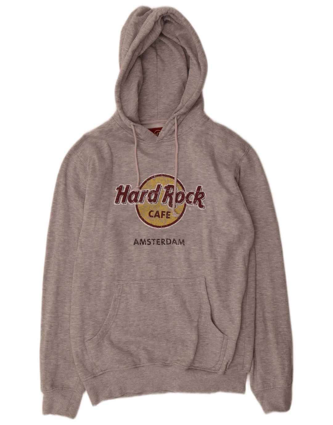 Suéter com capuz gráfico Hard Rock Cafe masculino Amsterdam grande poliéster cinza