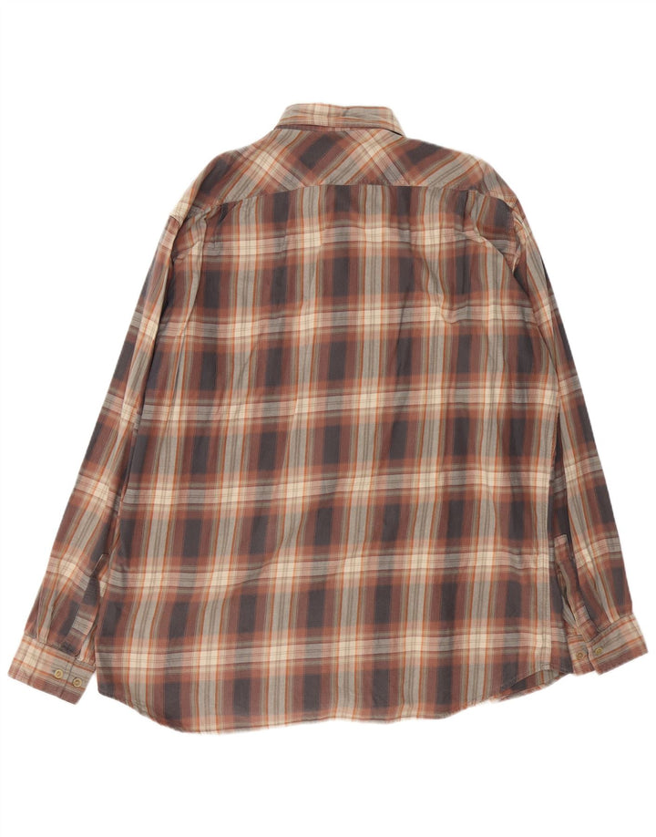 MARLBORO CLASSICS Camisa masculina de flanela XL de algodão xadrez marrom