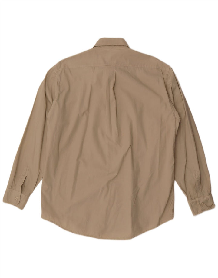 Trussardi Jeans Camisa masculina grande algodão bege