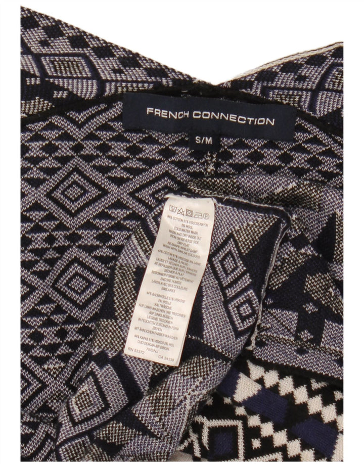 Suéter Cardigan Feminino French Connection UK 10 Pequeno Azul Marinho Geométrico