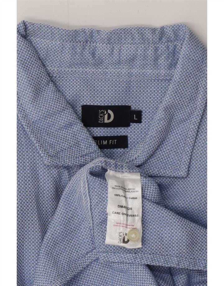 Camisa masculina slim fit Dack's grande algodão azul