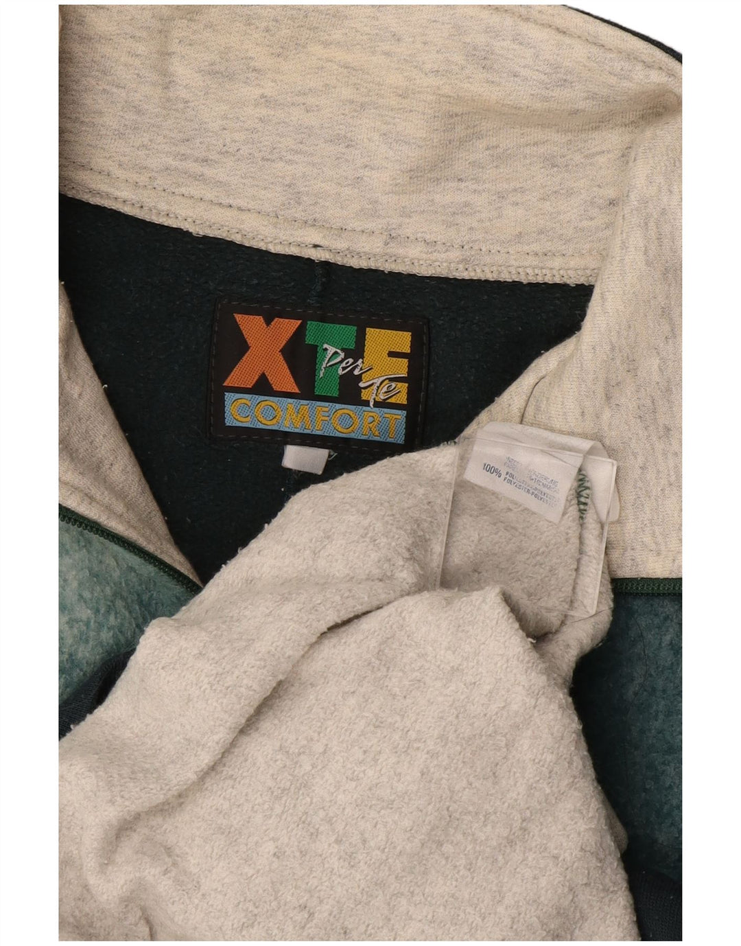 EXTE moletom masculino com zíper e gola alta, grande bloco colorido cinza