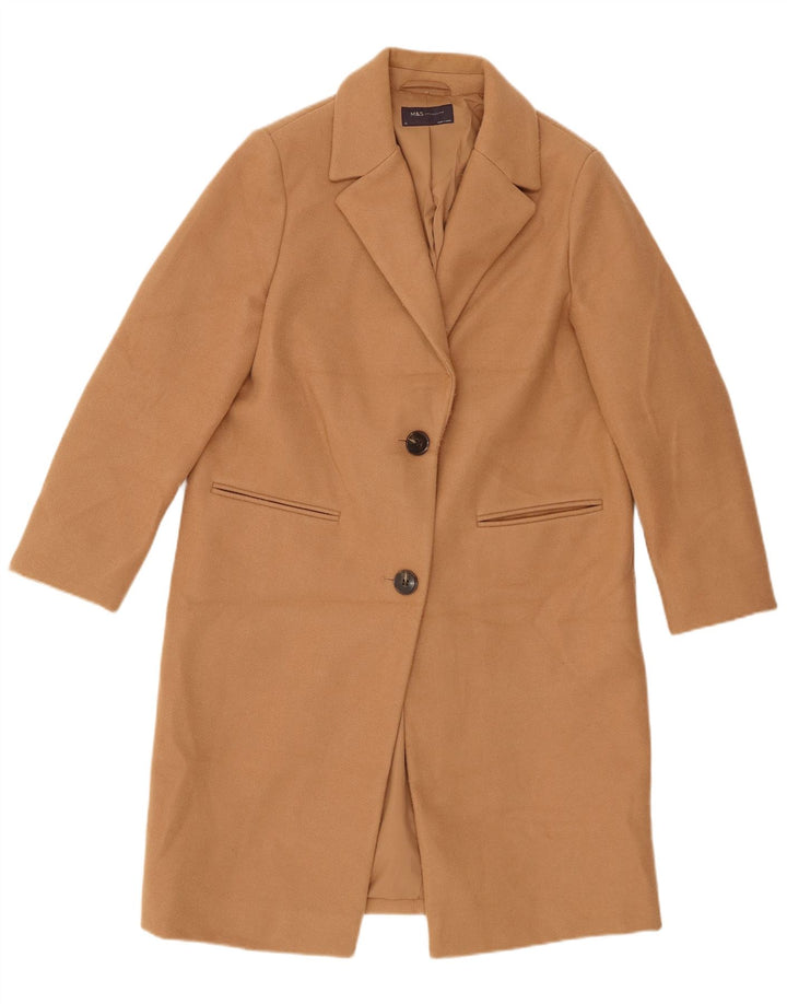 Sobretudo feminino Marks & Spencer UK 12 poliéster bege médio