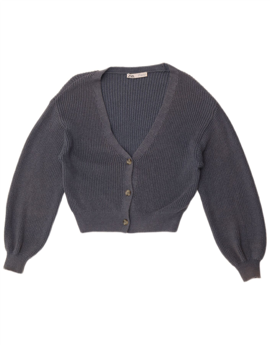 Suéter Zara Feminino Crop Cardigan Reino Unido 14 Médio Azul Marinho