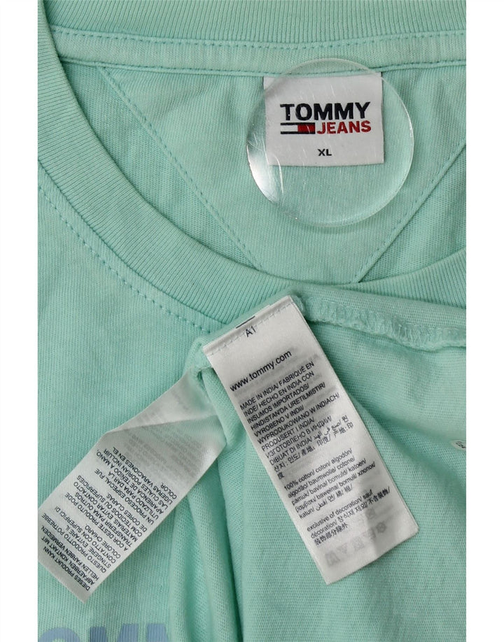 Tommy Hilfiger Camiseta masculina gráfica Top XL algodão turquesa