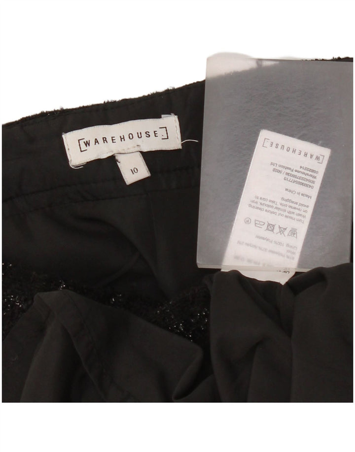 Mini saia feminina do armazém Reino Unido 10 poliéster pequeno W28 preto xadrez