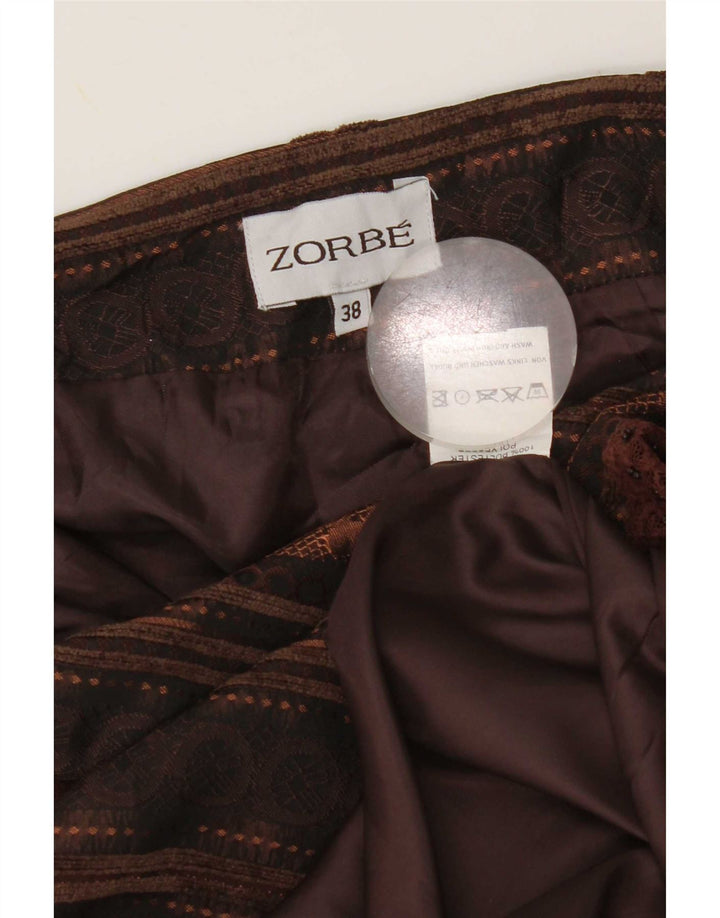 Zorbe Saia feminina assimétrica em camadas EU 38 Médio W30 listrado marrom